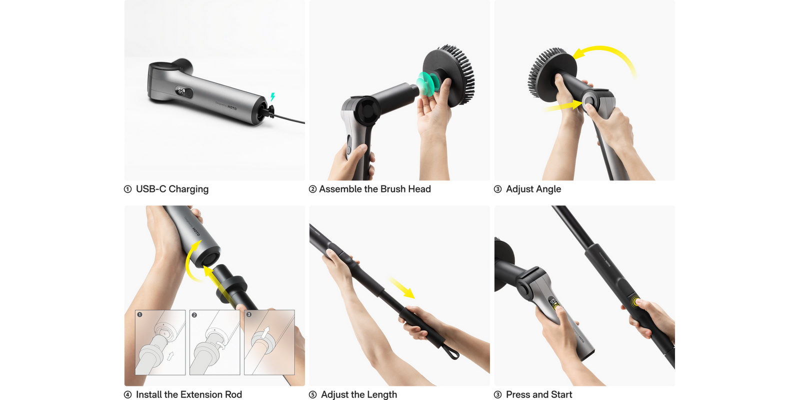 HOTO Flexi™ Cordless Spin Scrubber