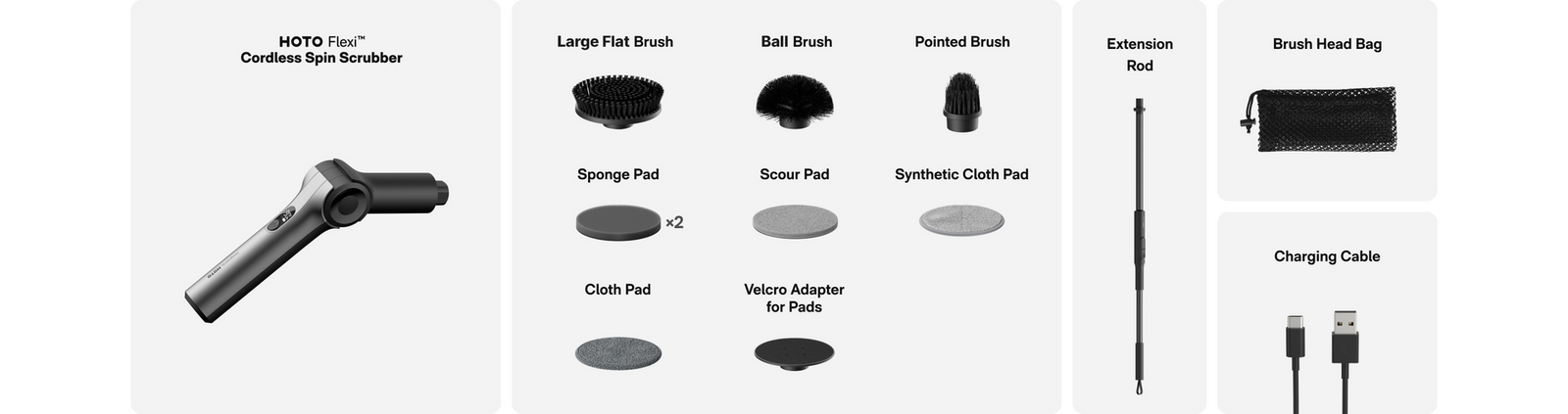 HOTO Flexi™ Cordless Spin Scrubber